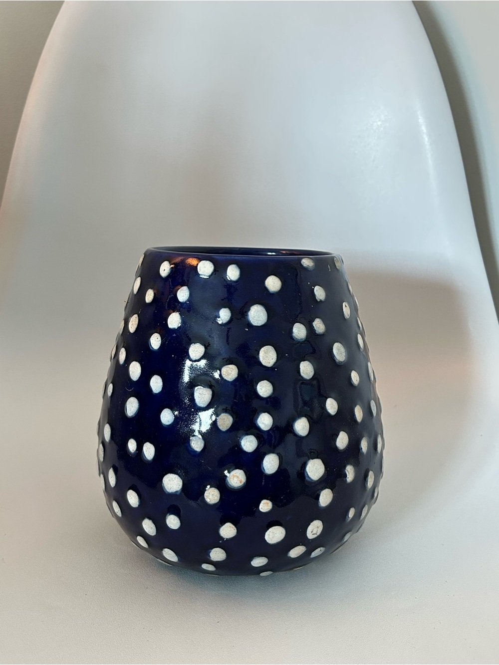 Anthropologie Navy Ceramic Dot Vase